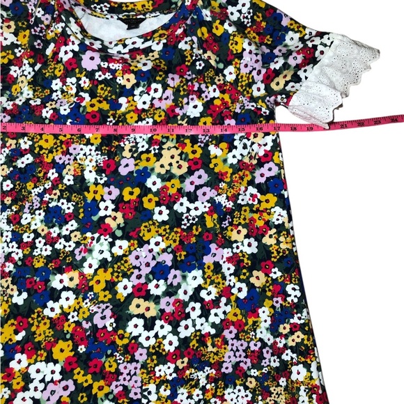 Ann Taylor petite Floral Eyelet Cuff Shift T-Shirt dress size XSP - Picture 8 of 9
